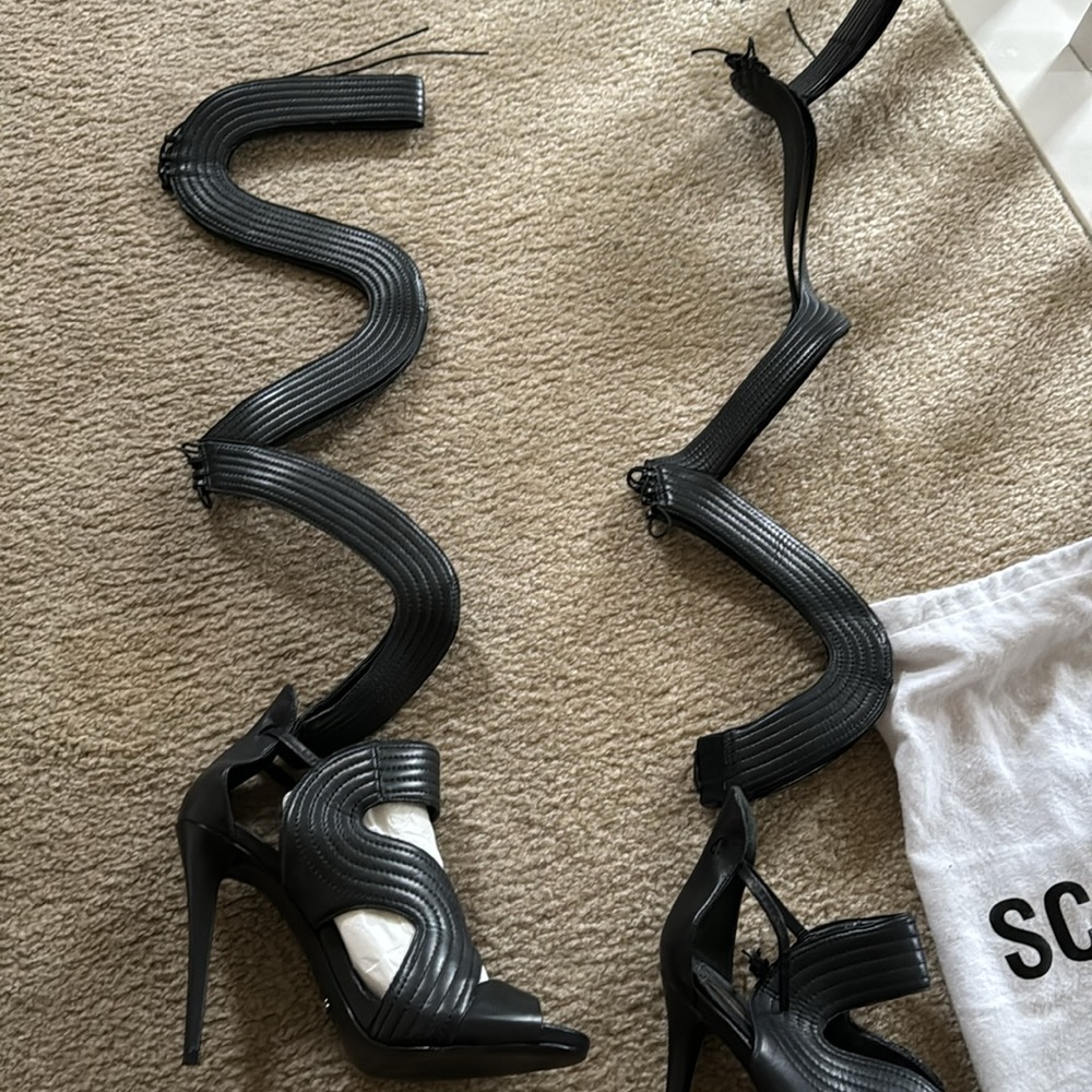 Leather Schutz Heels with detachable boot straps